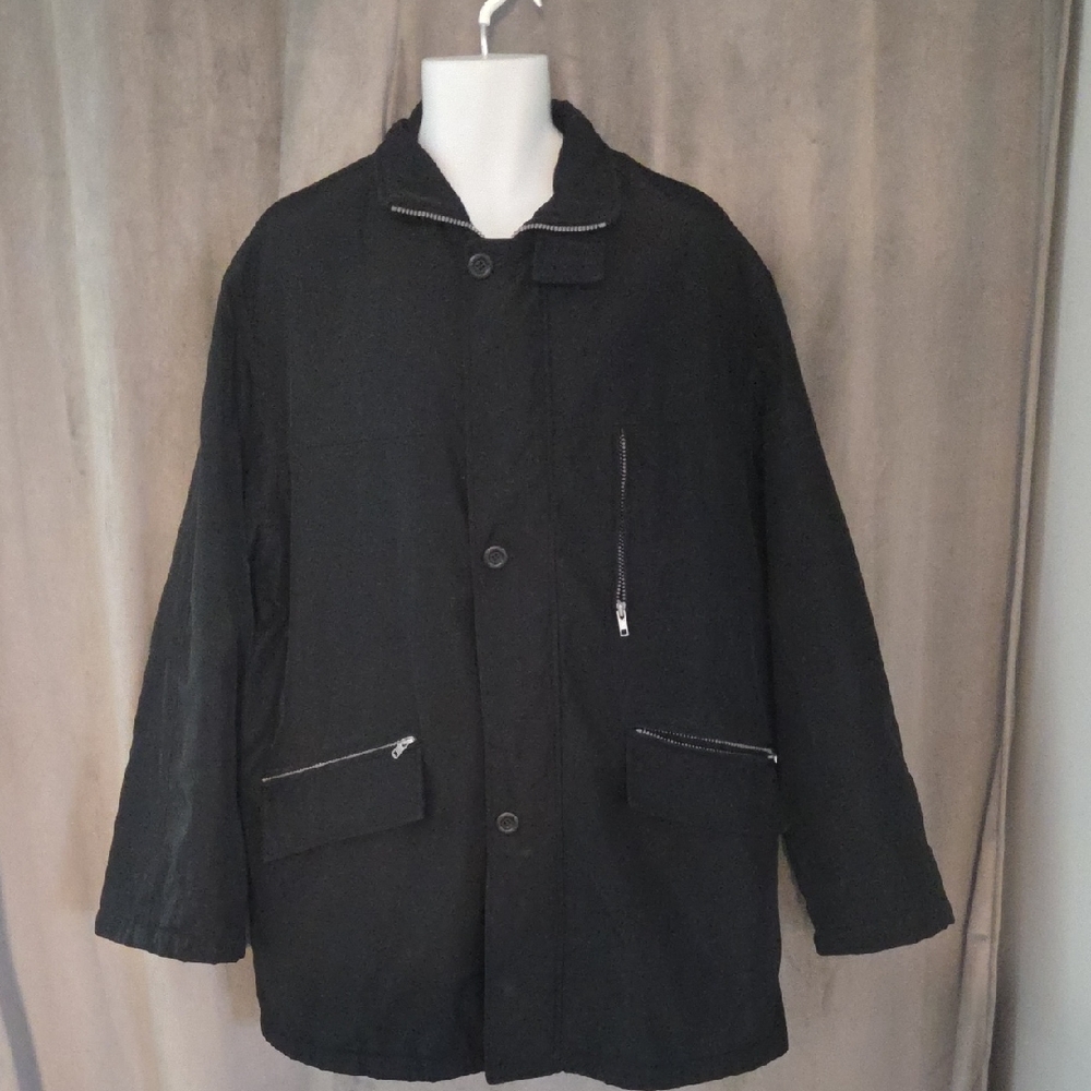 Piel XXL Classic Black Women's Coat with Zip Pocket Accents